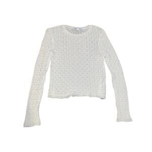 Zara off white Lace Long Sleeve Top Crochet Blouse Size Medium Boho Festival